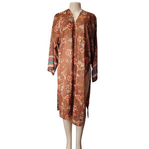 L.I.F.E. Love Is Forever Eternity women's brown floral cover up size M